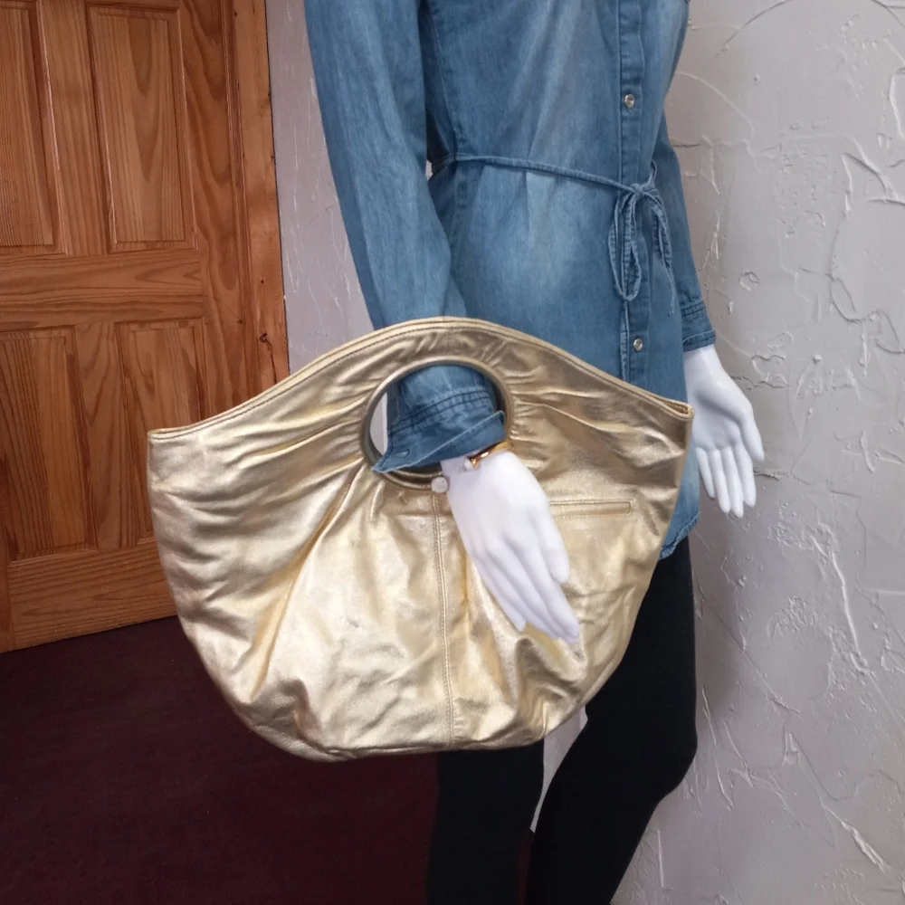Hobo Brand, Giorgia Convertible Metallic Gold Leather Bag